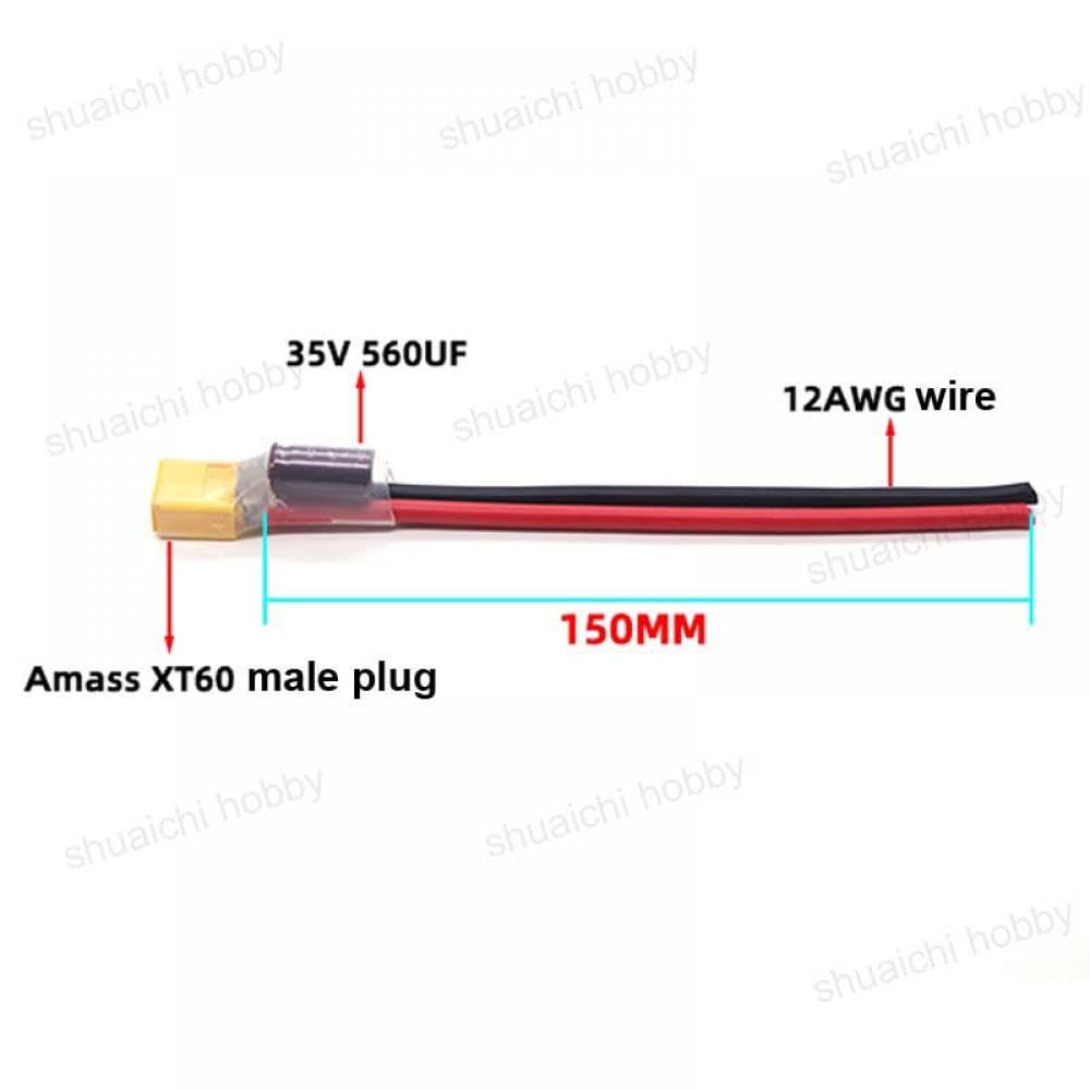 XT60 Male Plug Connector with 35V 560UF Capacitor 12AWG Wire S673