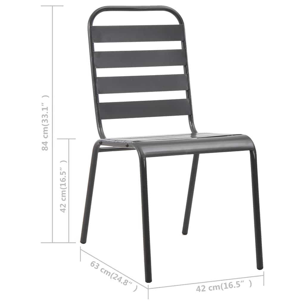 Stackable Steel Grey Patio Chairs Set of 2 R186