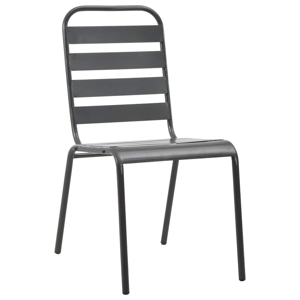 Stackable Steel Grey Patio Chairs Set of 2 R186