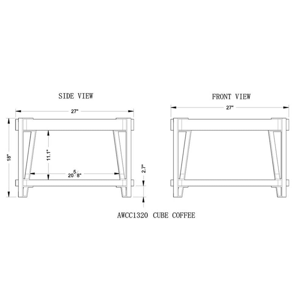 Natural Solid Wood Coffee Table with Metal Frame P535