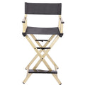 Portable Aluminum Makeup Chair Foldable Director Seat with Armrest Heavy Duty 300lb Capacity Black W980742