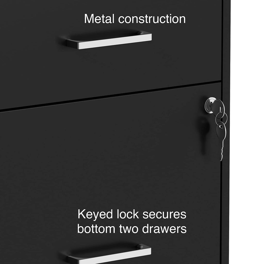 Black 3 Drawer Letter Size File Cabinet L68496