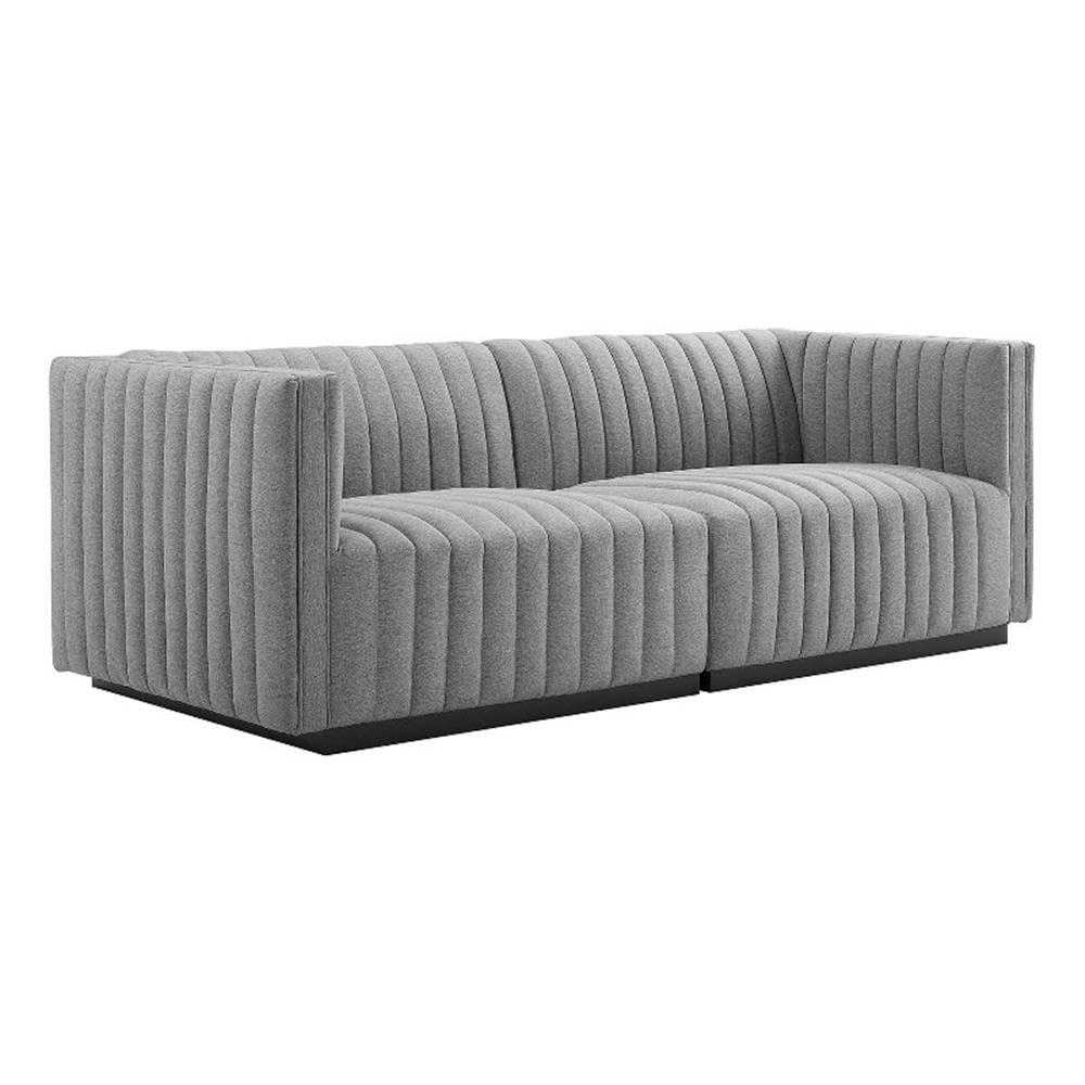 Black Light Gray Tufted Upholstered Loveseat J7187