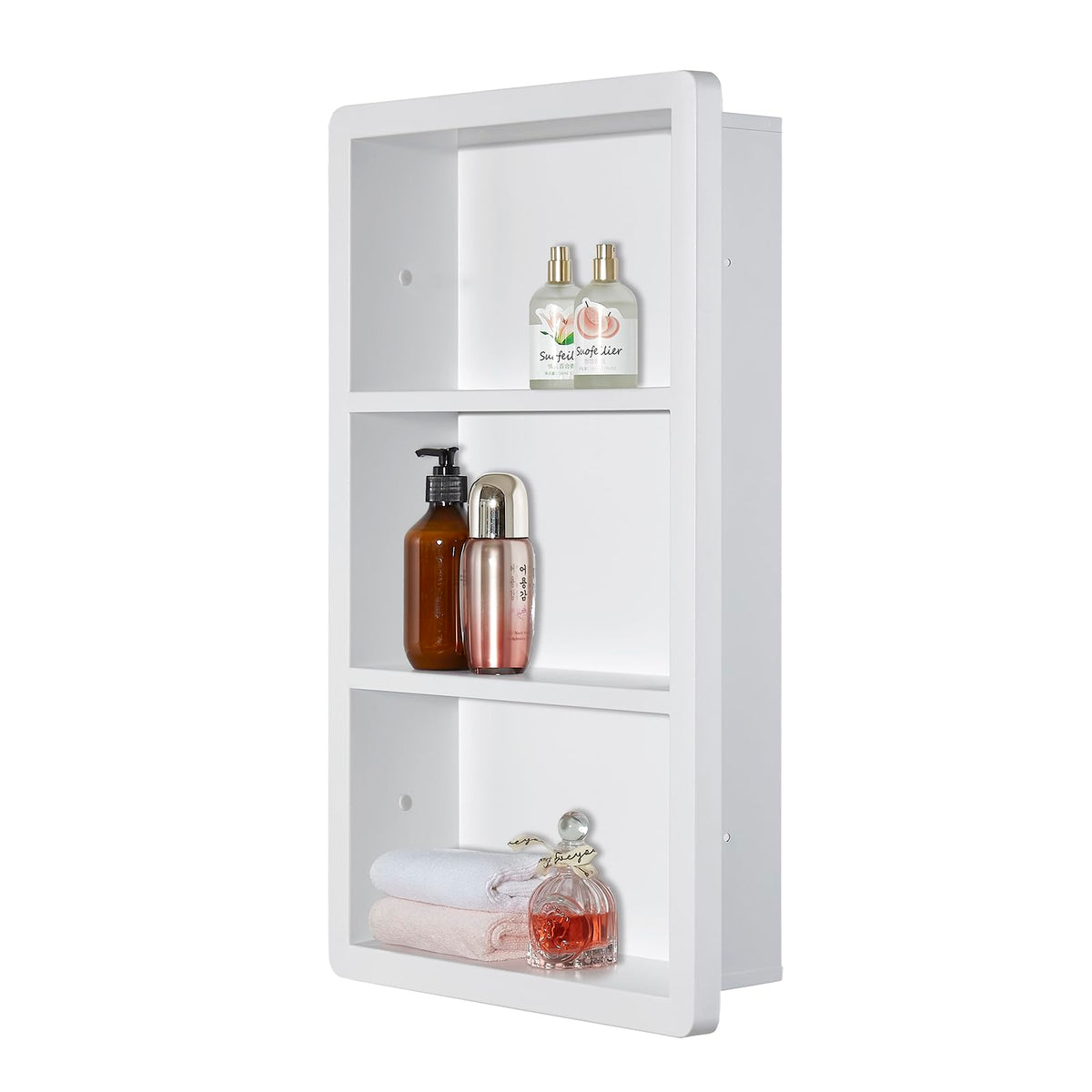 14x24 Matte White Stainless Steel Recessed Medicine Cabinet with 2 Shelves N237588