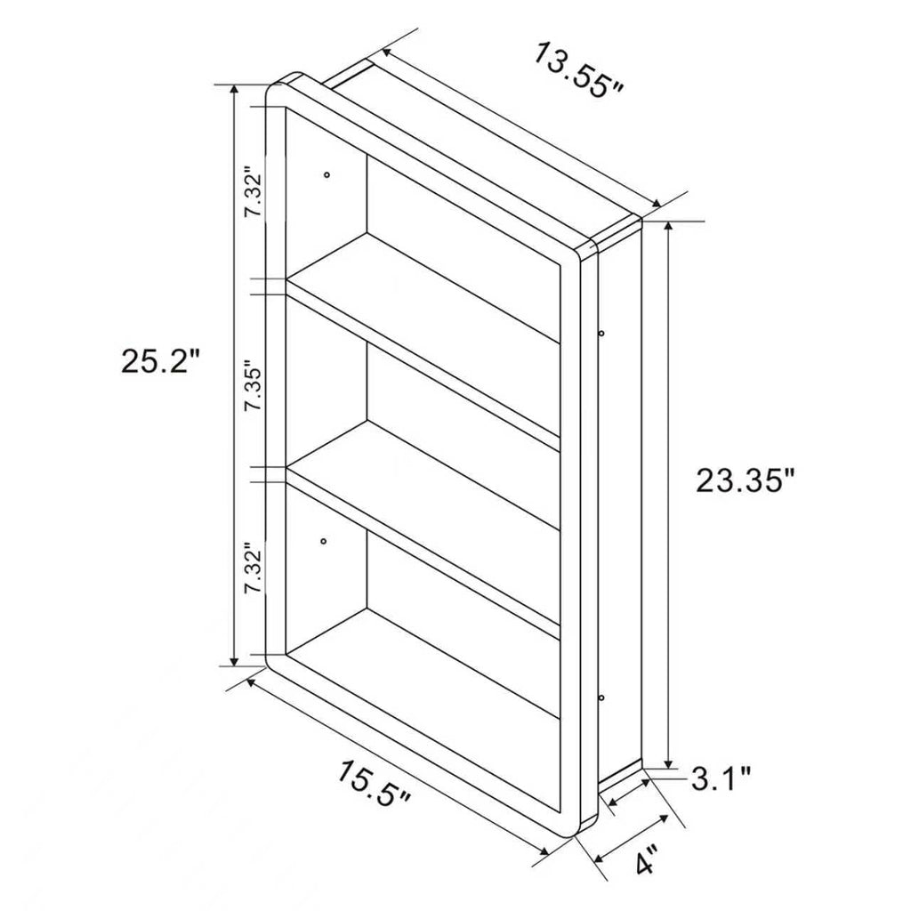 14x24 Matte White Stainless Steel Recessed Medicine Cabinet with 2 Shelves N237588
