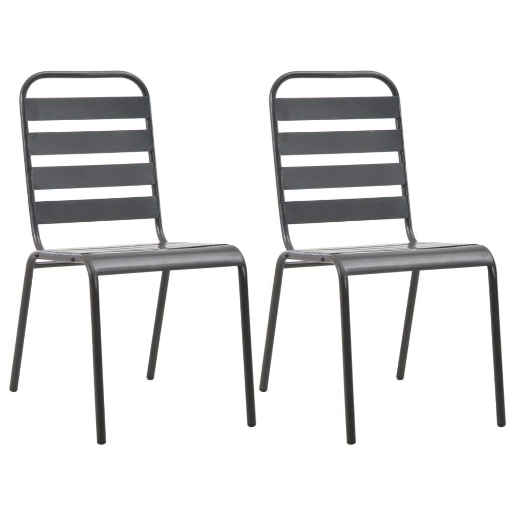 Stackable Steel Grey Patio Chairs Set of 2 R186