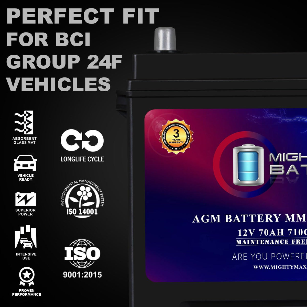 12V 70Ah AGM Replacement Battery J60876