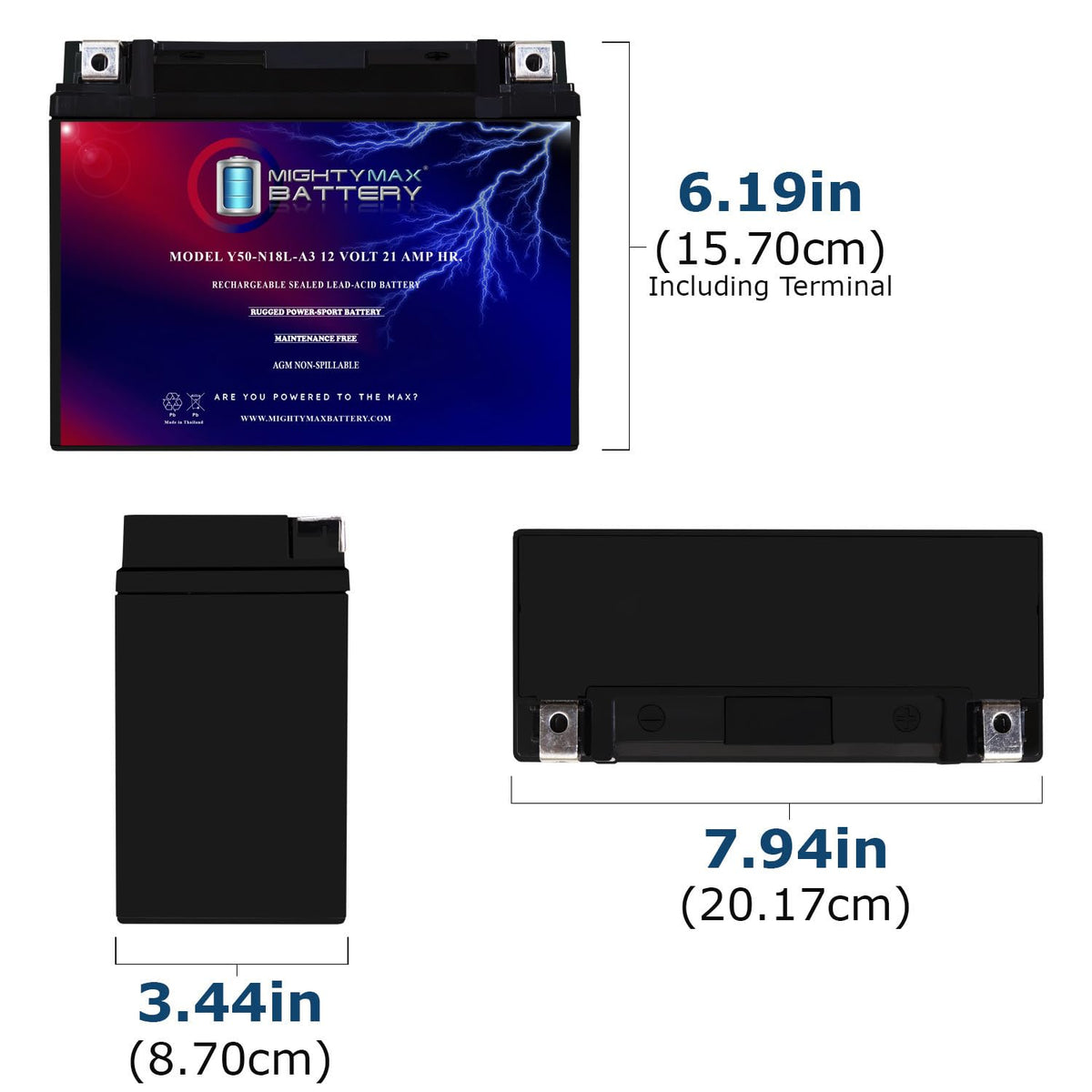 12 Volt 21 AH 350 CCA Rechargeable Maintenance Free SLA AGM Motorcycle Battery H172020