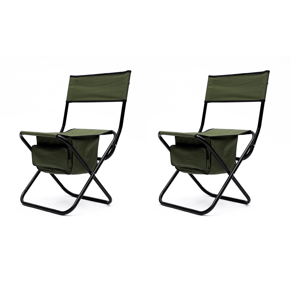 Folding Camping Chair with Storage Bag, 2 Pack, Green V186