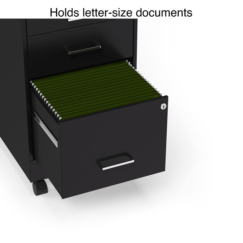 Black 3 Drawer Letter Size File Cabinet L68496