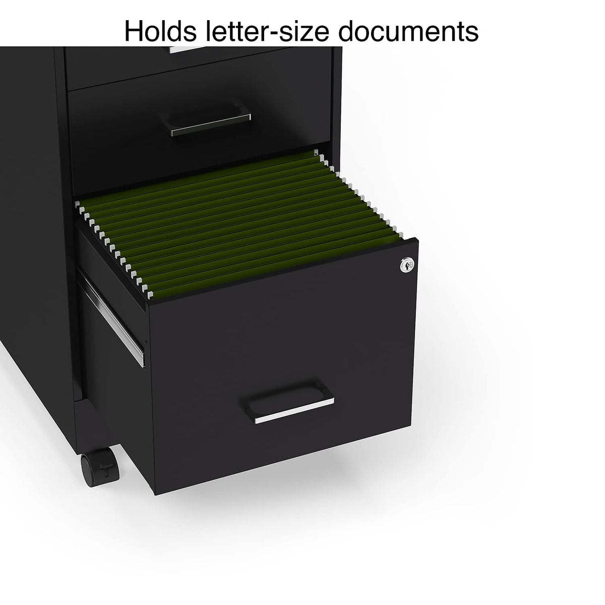 Black 3 Drawer Letter Size File Cabinet L68496