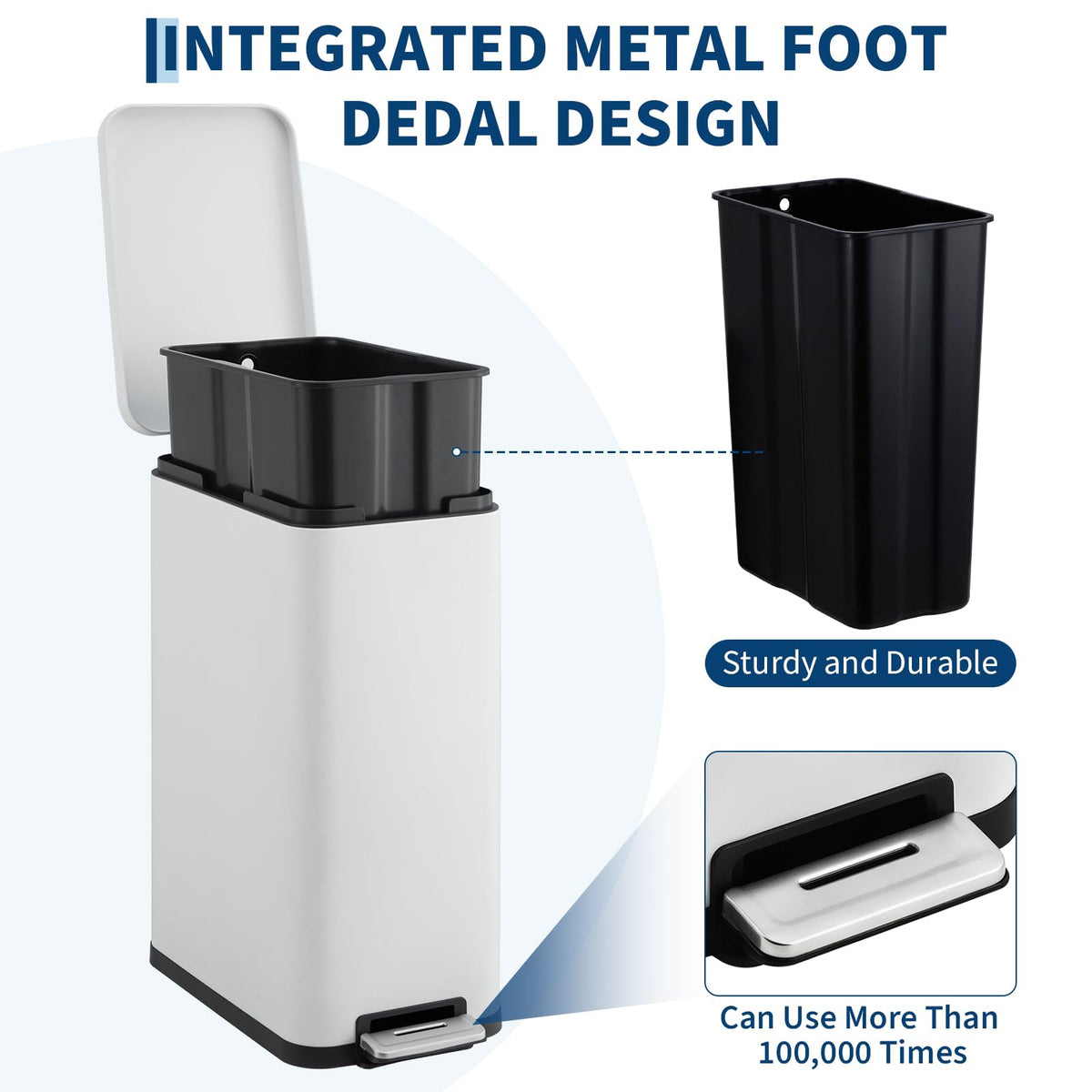 13 Gallon Stainless Steel Slim Trash Can with Soft-Close Lid Y52578