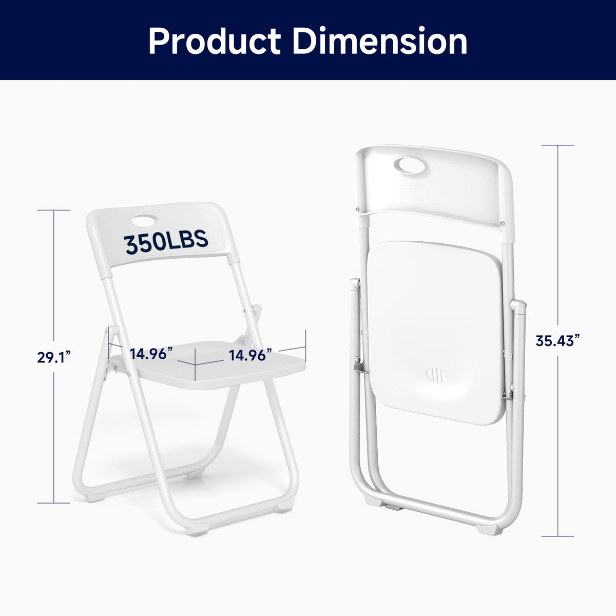 White Plastic Folding Chairs, 10 Pack E13115
