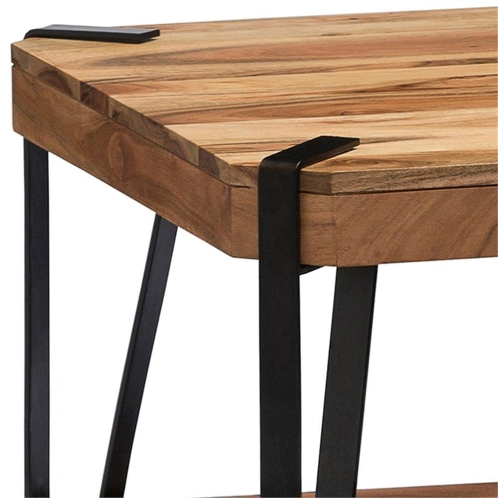Natural Solid Wood Coffee Table with Metal Frame P535