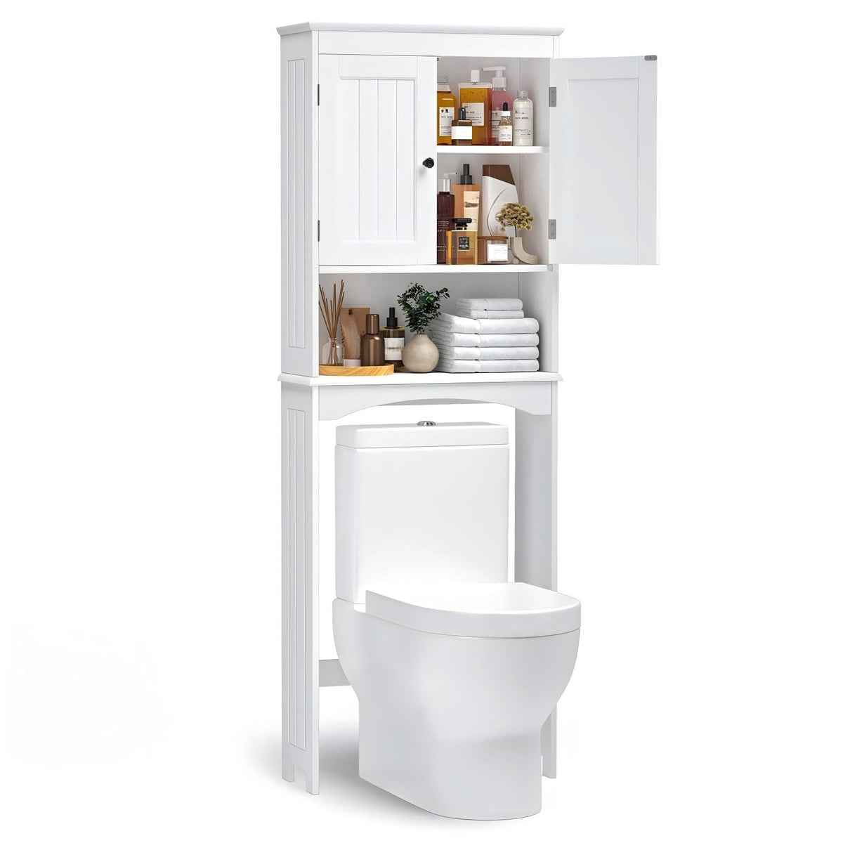 Over The Toilet Storage Cabinet with Open Shelf White R344