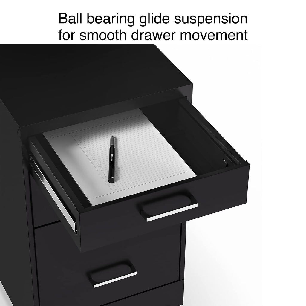 Black 3 Drawer Letter Size File Cabinet L68496