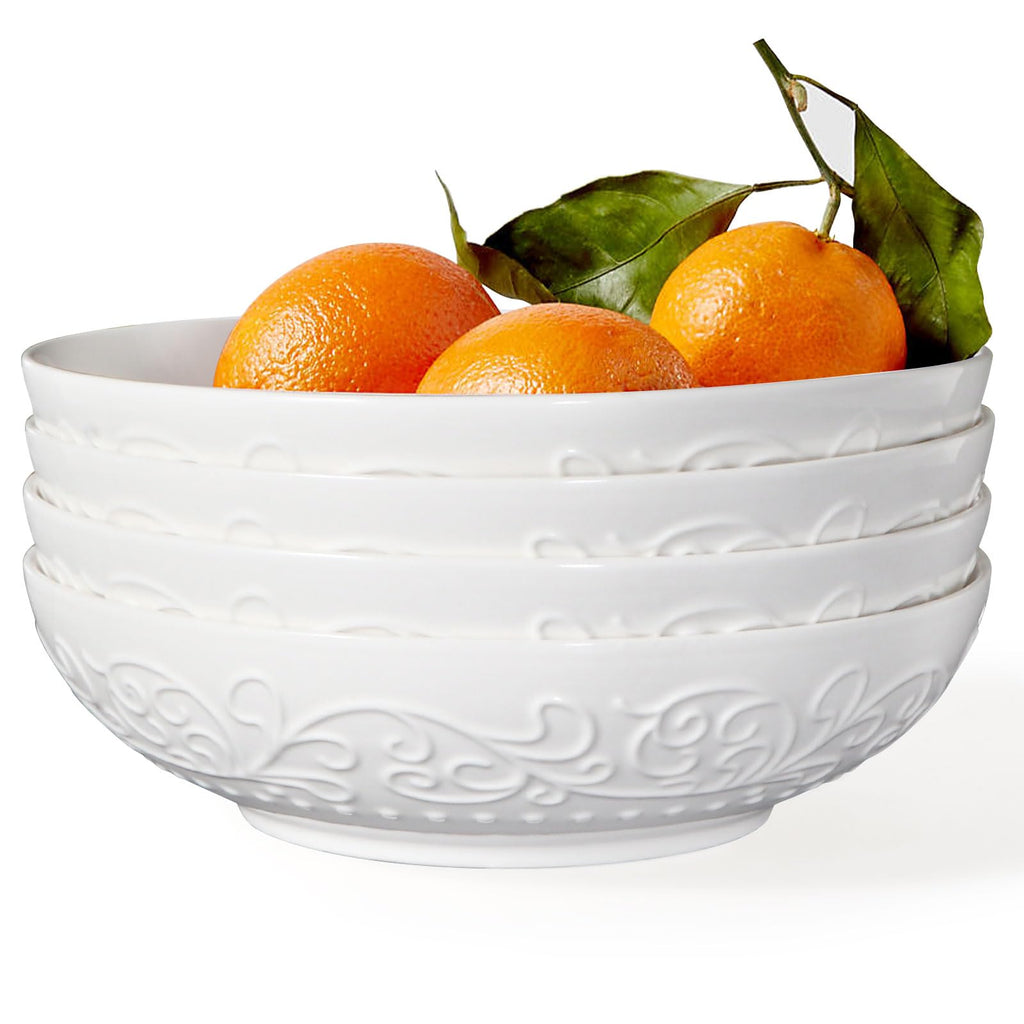 White Ceramic 32oz Pasta Bowls Set of 4 R2299