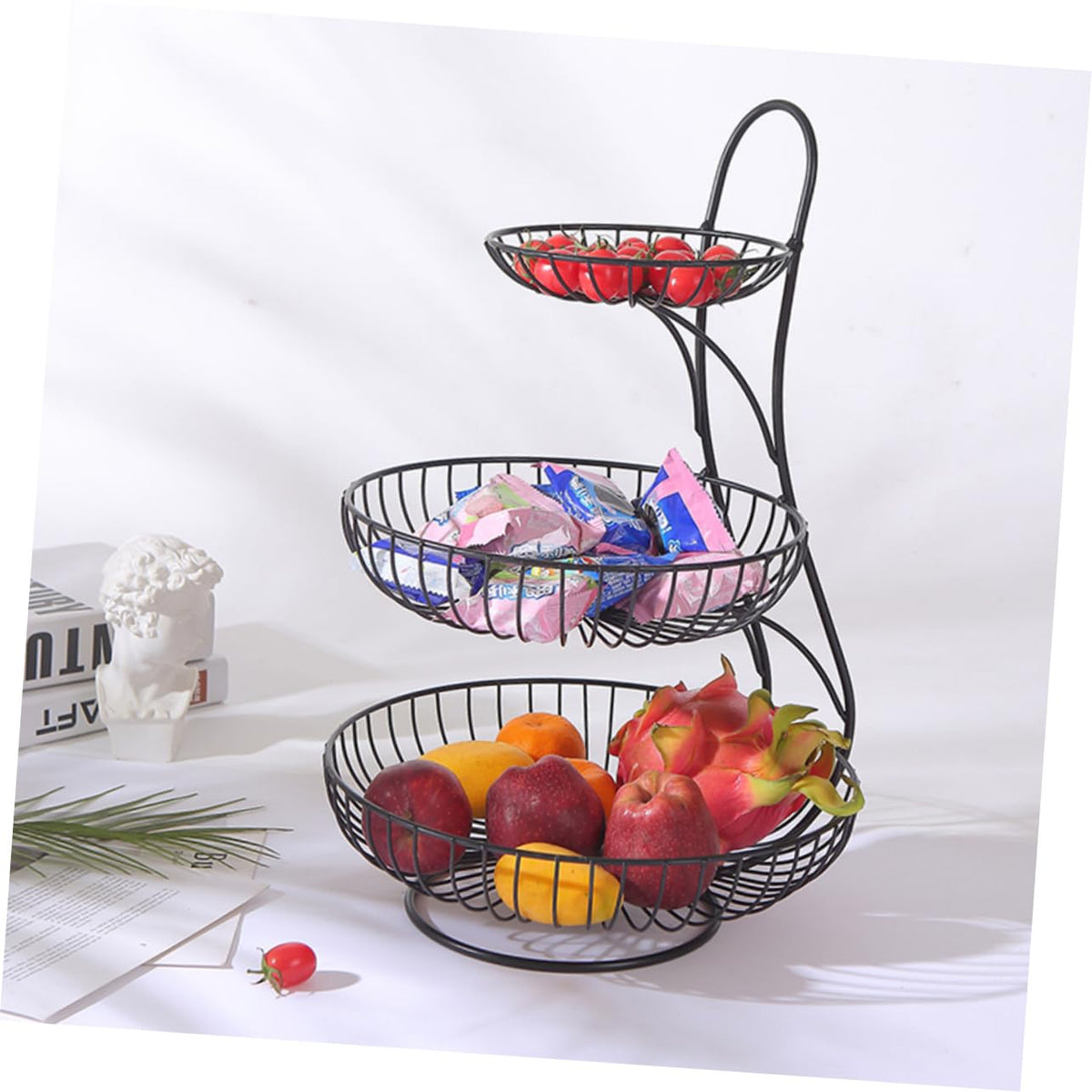 Black 3-Tier Iron Fruit Basket L1626