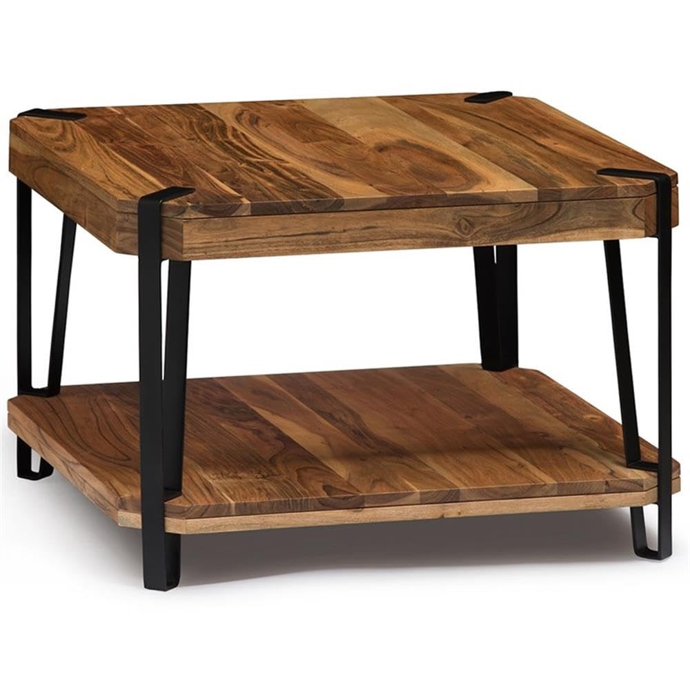 Natural Solid Wood Coffee Table with Metal Frame P535