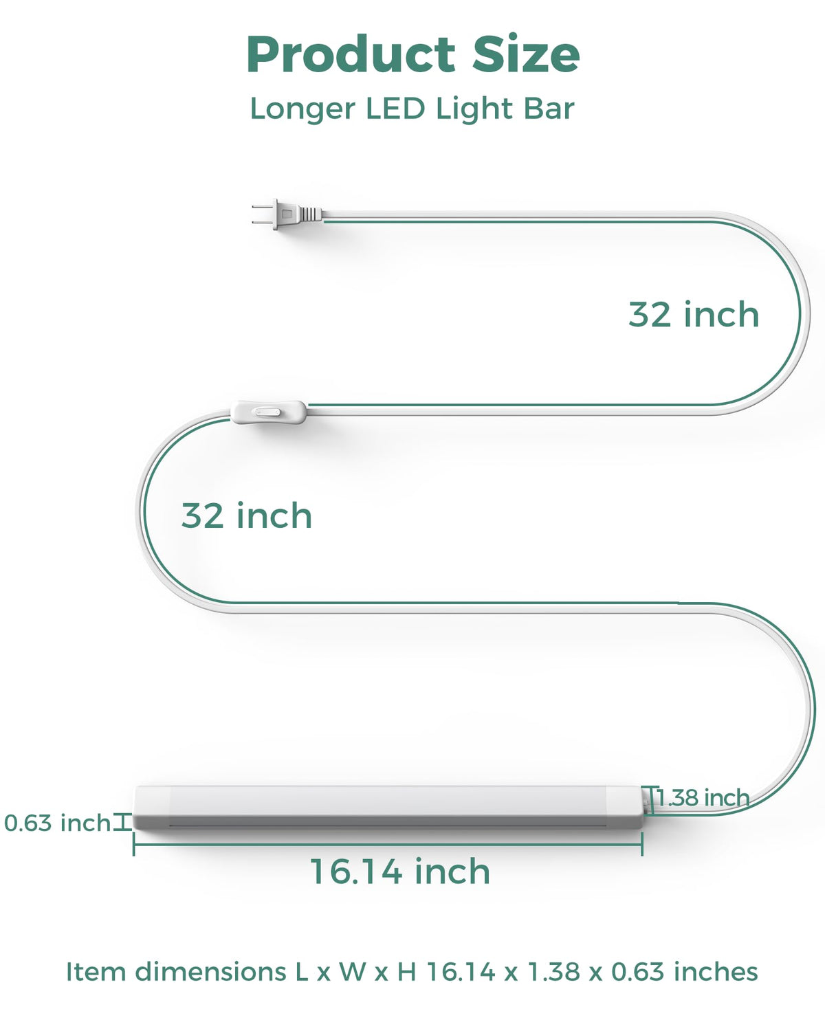 16" Under Cabinet LED Lights Plug in Workbench Light 700LM 2700K H1762