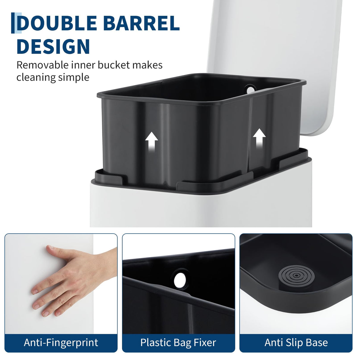 13 Gallon Stainless Steel Slim Trash Can with Soft-Close Lid Y52578