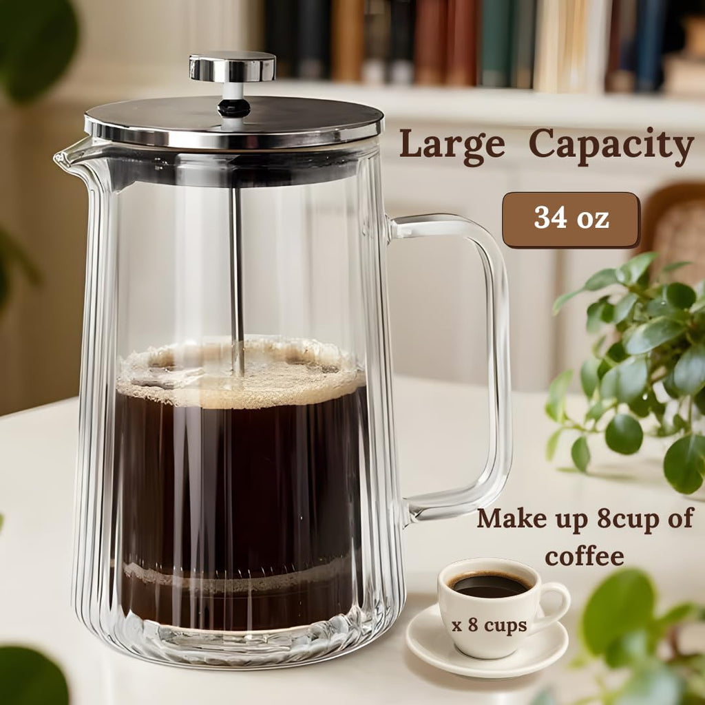 Glass French Press Coffee Maker 34oz J6107
