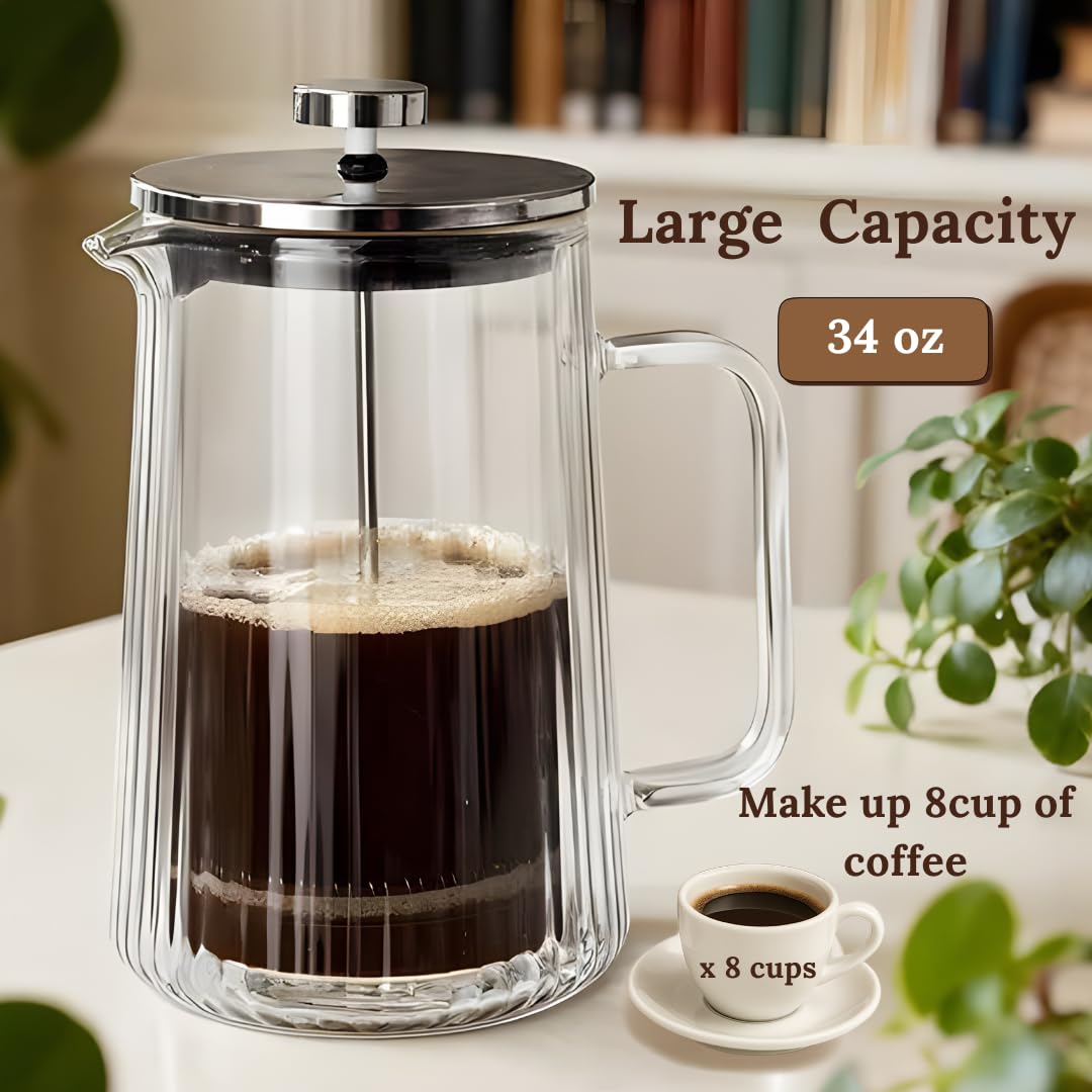 Glass French Press Coffee Maker 34oz J6107