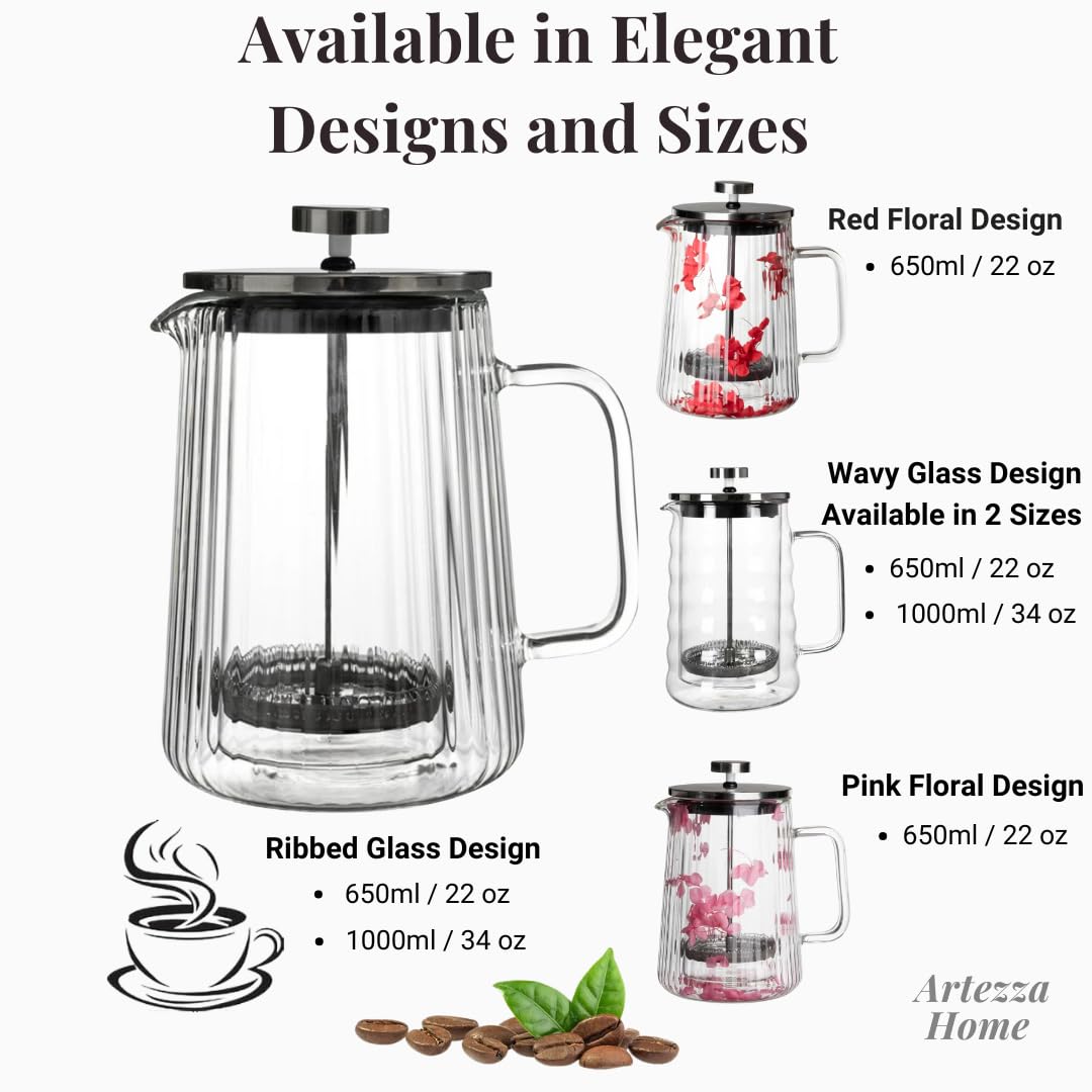Glass French Press Coffee Maker 34oz J6107