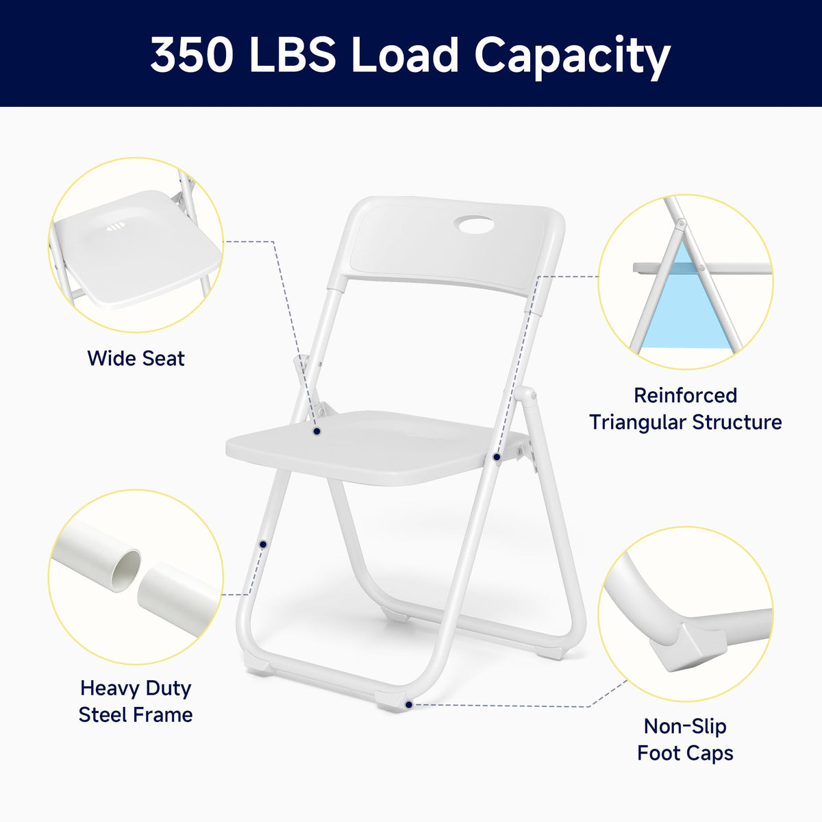White Plastic Folding Chairs, 10 Pack E13115