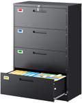 4 Drawer File Cabinet with Lock, Black X43265