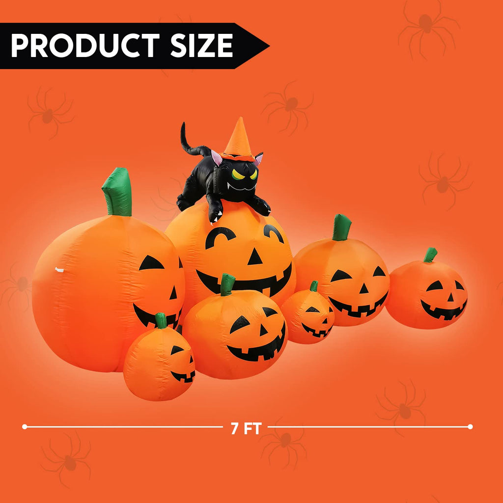 7 FT Long Halloween Inflatables Pumpkin Outdoor Decoration S43584