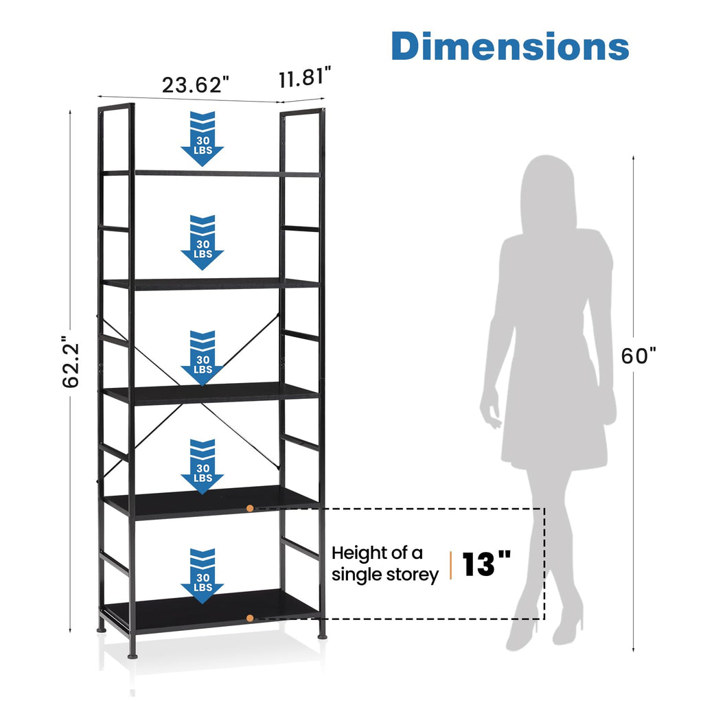 5 Tiers Freestanding Tall Bookshelf E4150