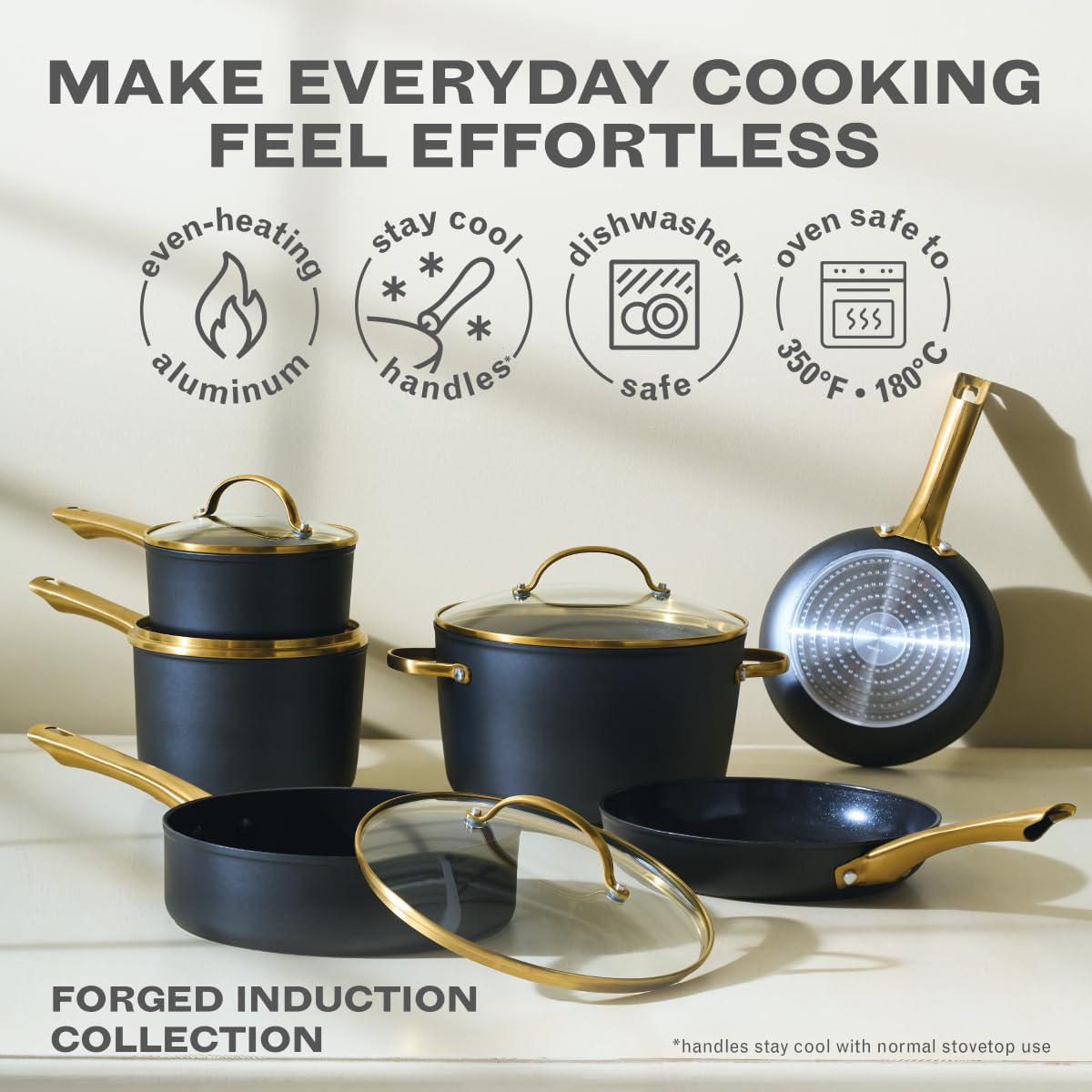 12 Piece Black Ceramic Nonstick Cookware Set S10033