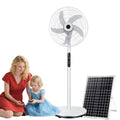 Oscillating Pedestal Fan with Remote, Solar Rechargeable, 3 Speeds, 16in, White E270