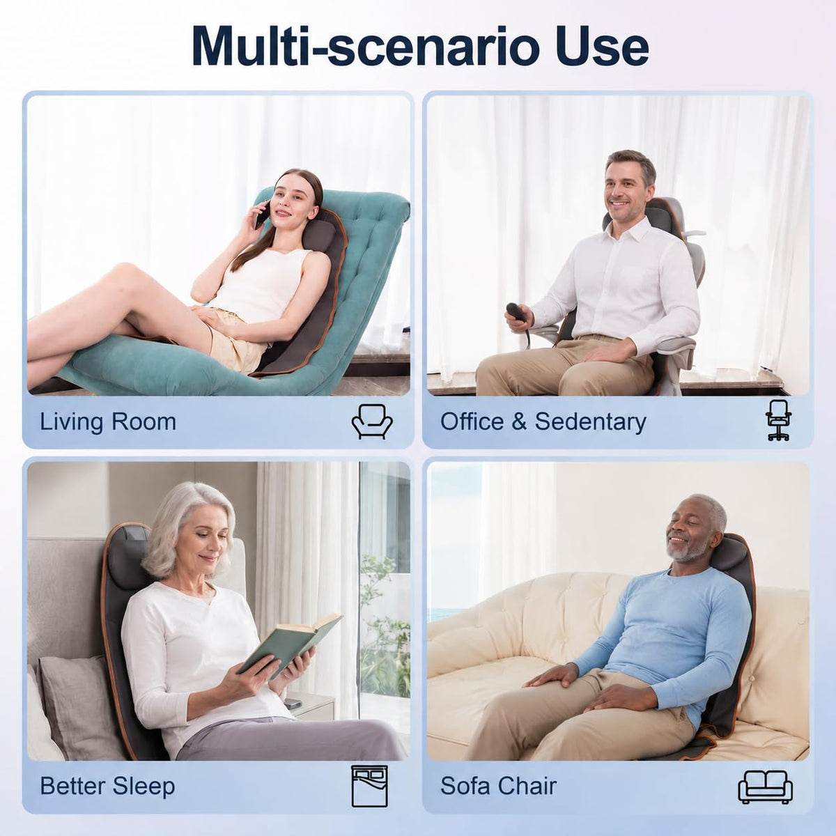 Vibration Back Massager with Heat, 8 Motor Massage Seat Cushion Q764810