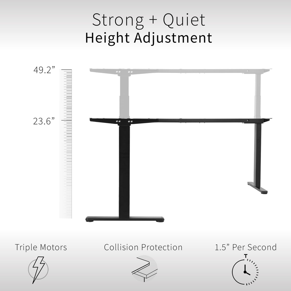 Black Electric Corner 3 Leg Standing Desk Frame H228