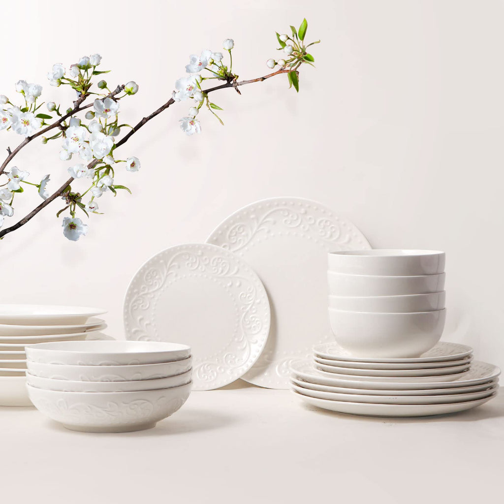White Ceramic 32oz Pasta Bowls Set of 4 R2299
