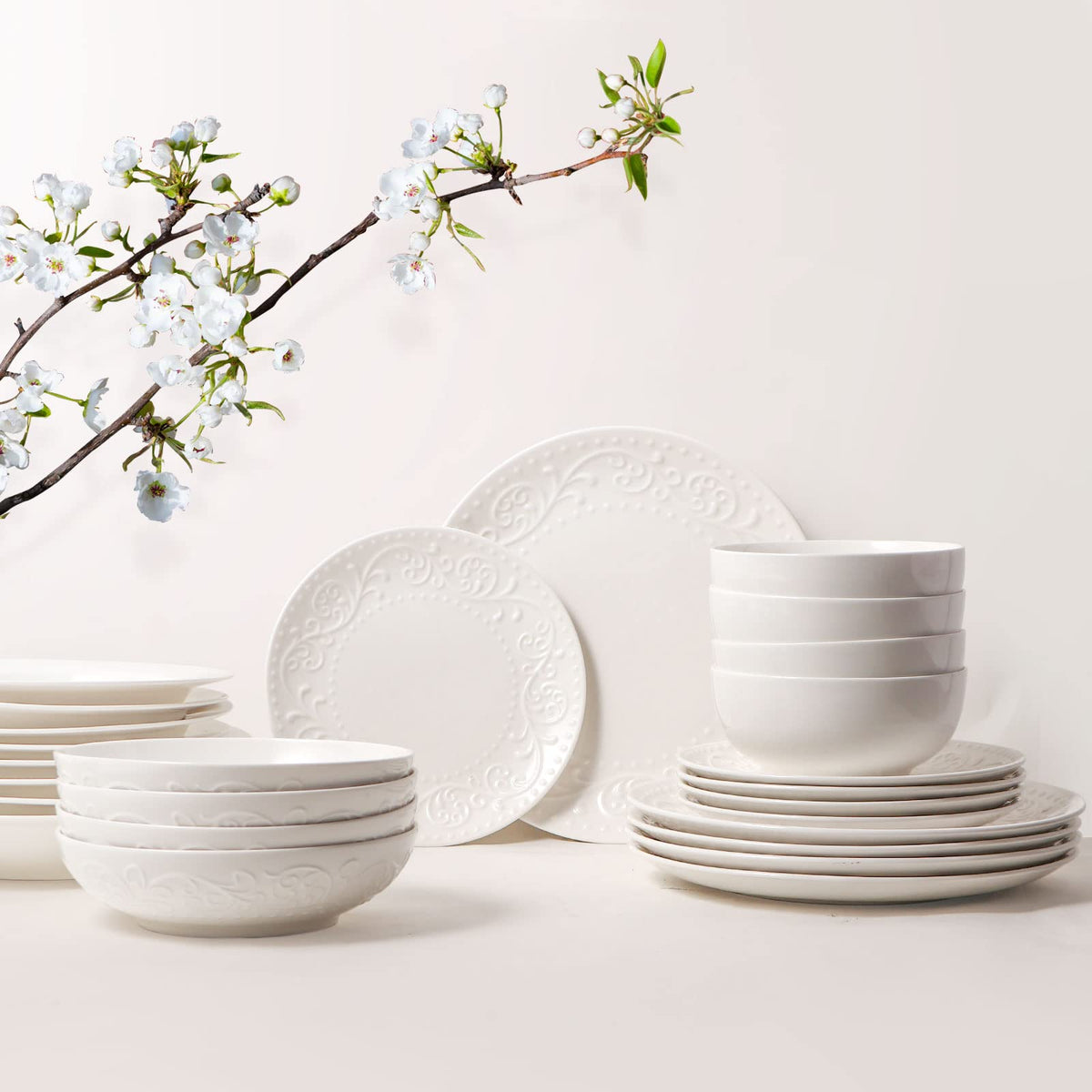 White Ceramic 32oz Pasta Bowls Set of 4 R2299