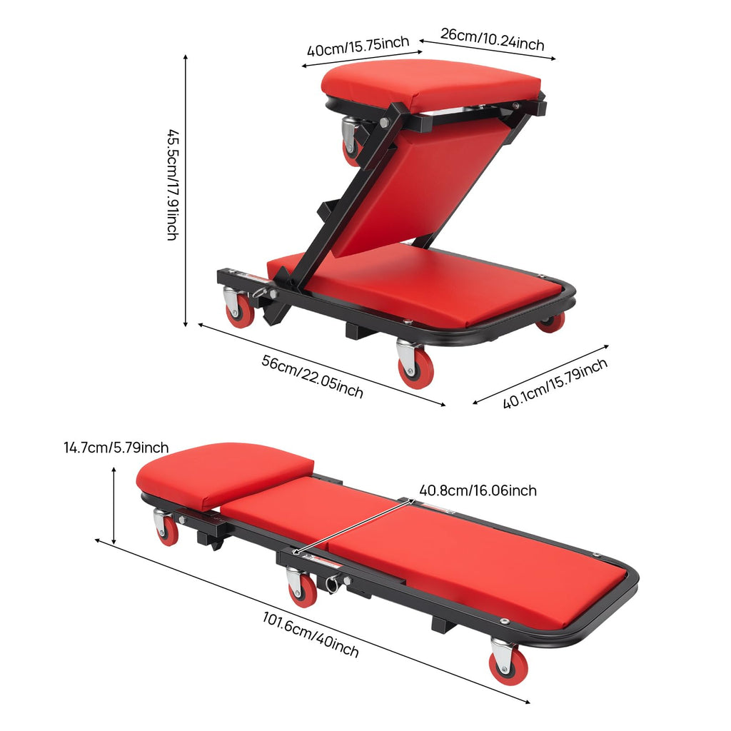 40" Foldable Rolling Creeper Seat 450lbs Y51057