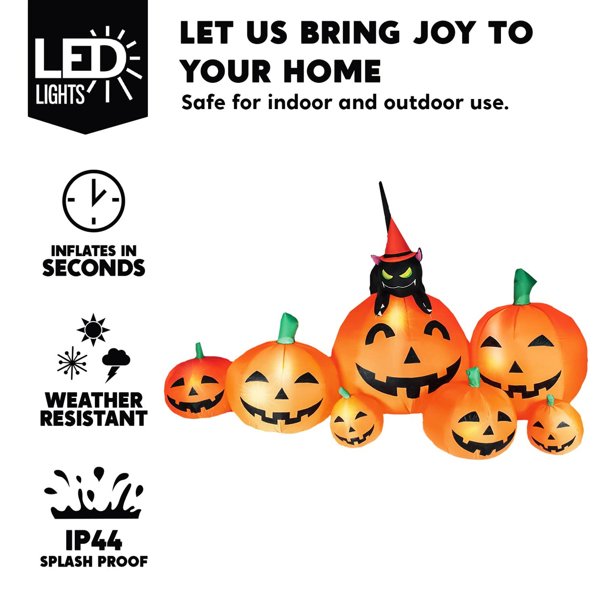7 FT Long Halloween Inflatables Pumpkin Outdoor Decoration S43584
