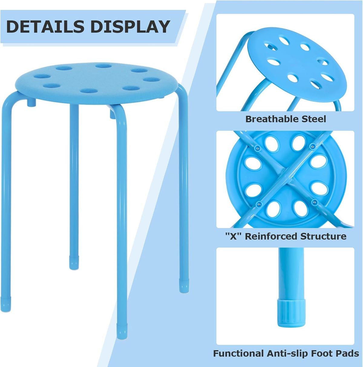 6 Piece Stacking Stools 17.7 Inch Colorful A99094