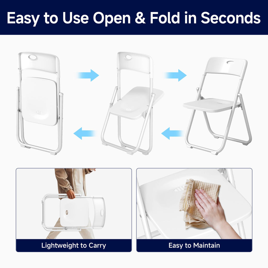 White Plastic Folding Chairs, 10 Pack E13115