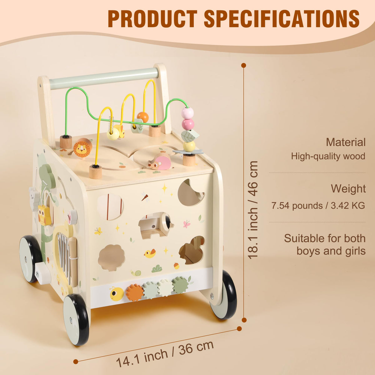 Wooden Activity Cube Push Walker U358481