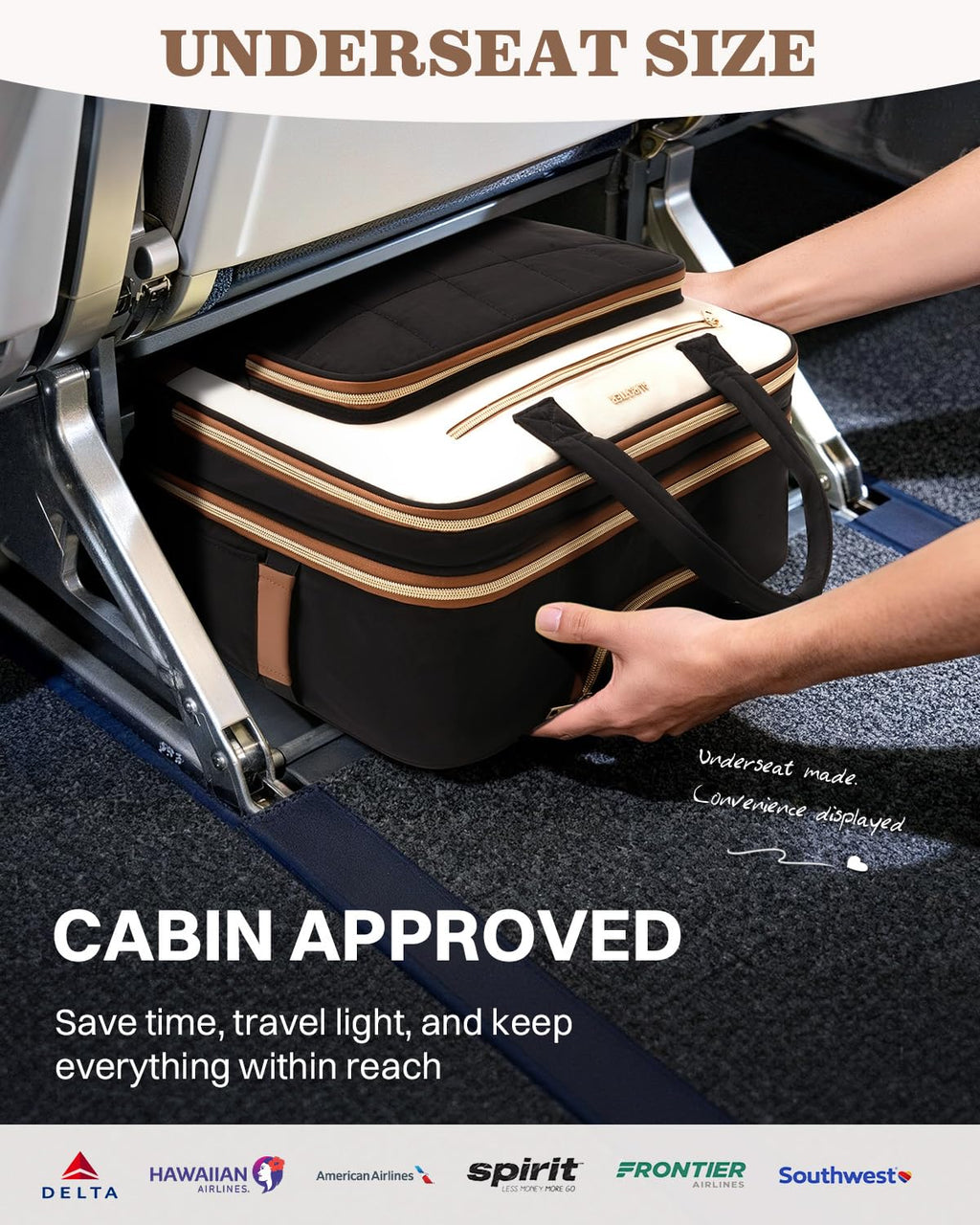 Rolling Puffer Laptop Bag Set with Wheels, 16 Inch Underseat Carry on Luggage P195