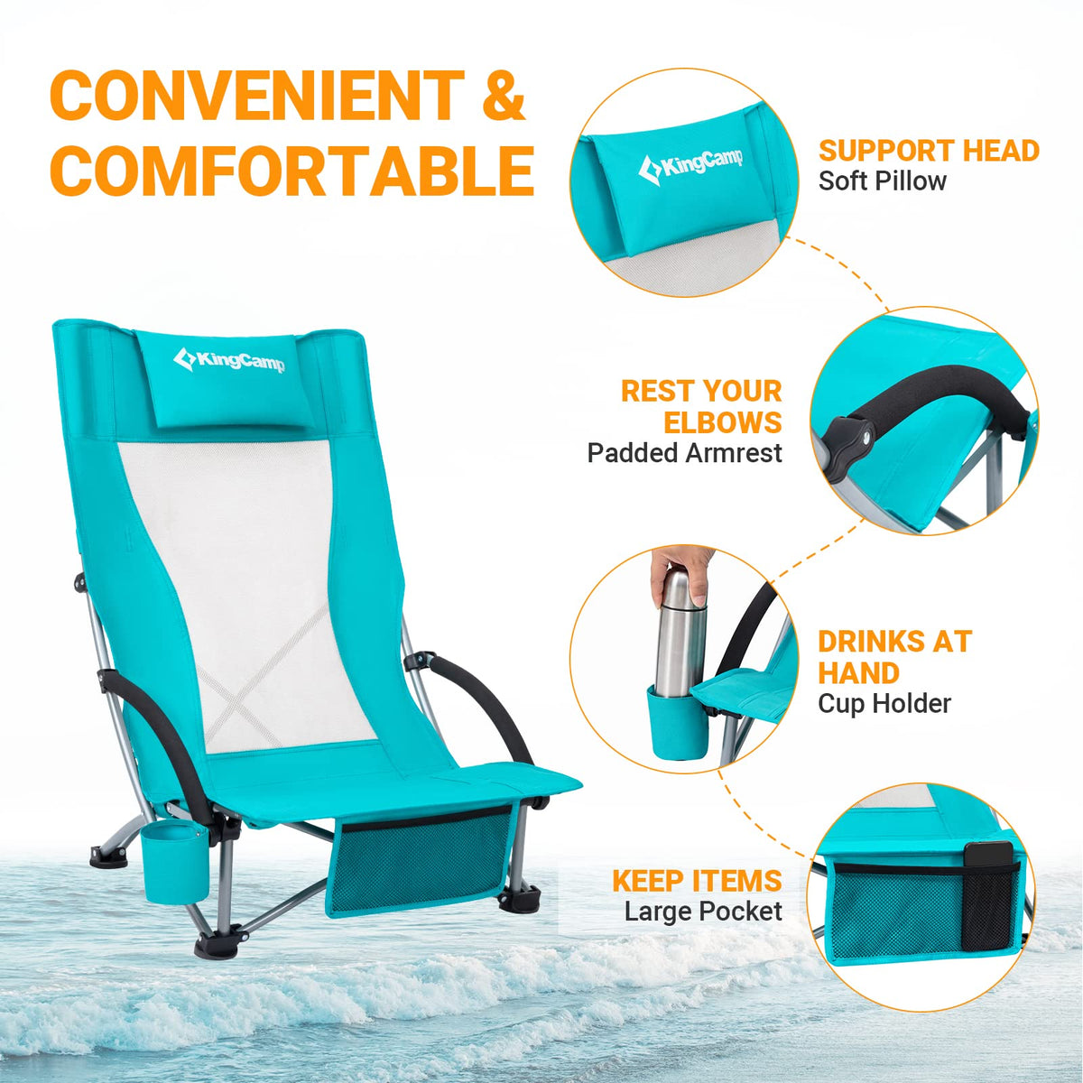 High Back Folding Beach Chair 2 Packs N91143