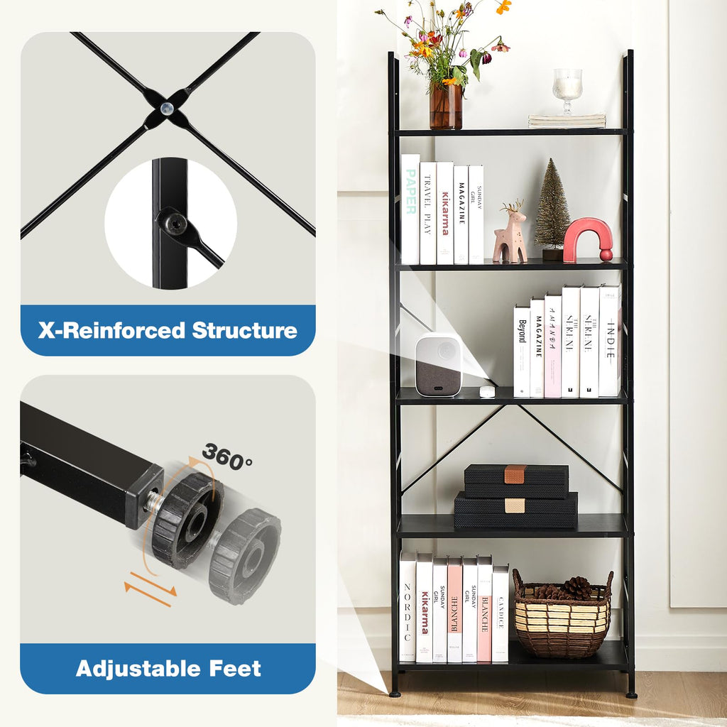 5 Tiers Freestanding Tall Bookshelf E4150