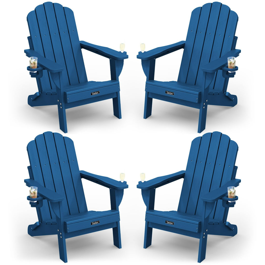 Folding Adirondack Chairs Set of 4 with 2 Cup Holders V244