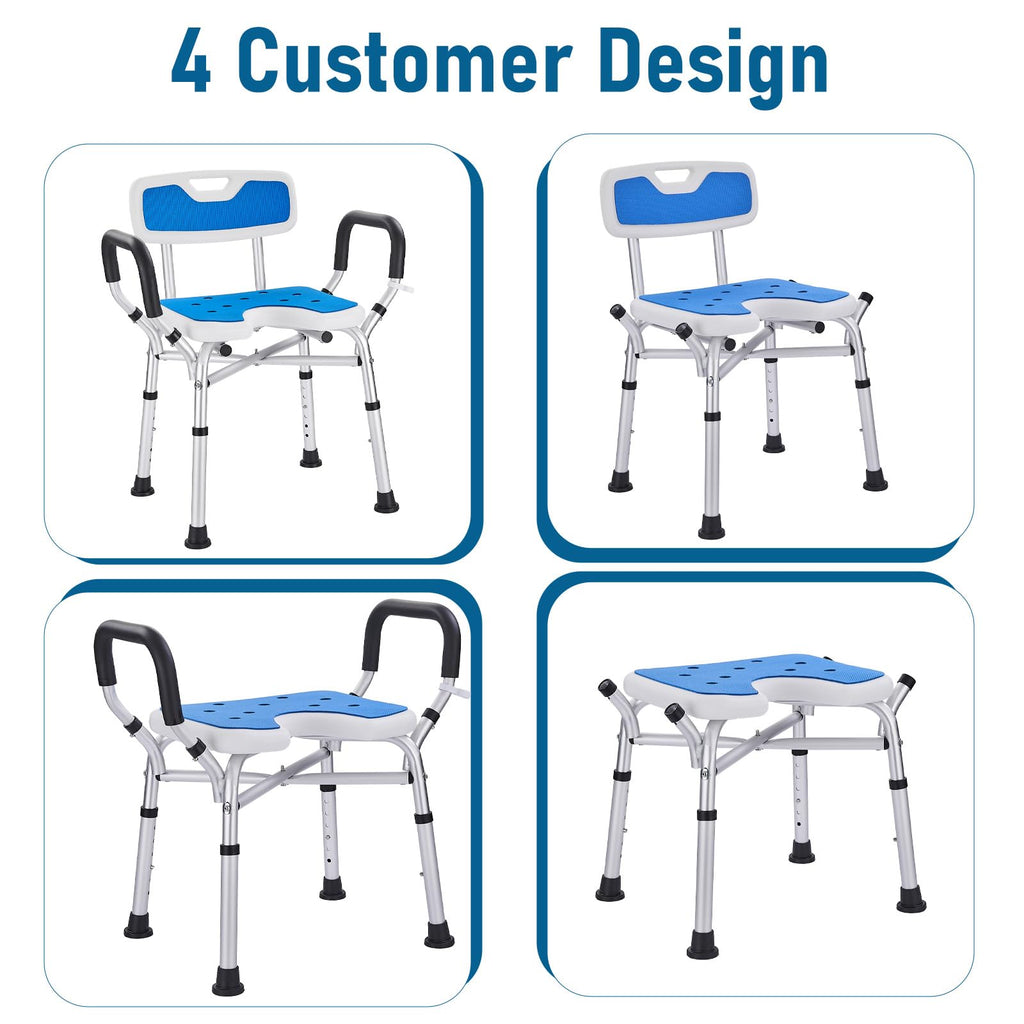 Shower Chair with Arms and Back, U-Shaped Seat U995394