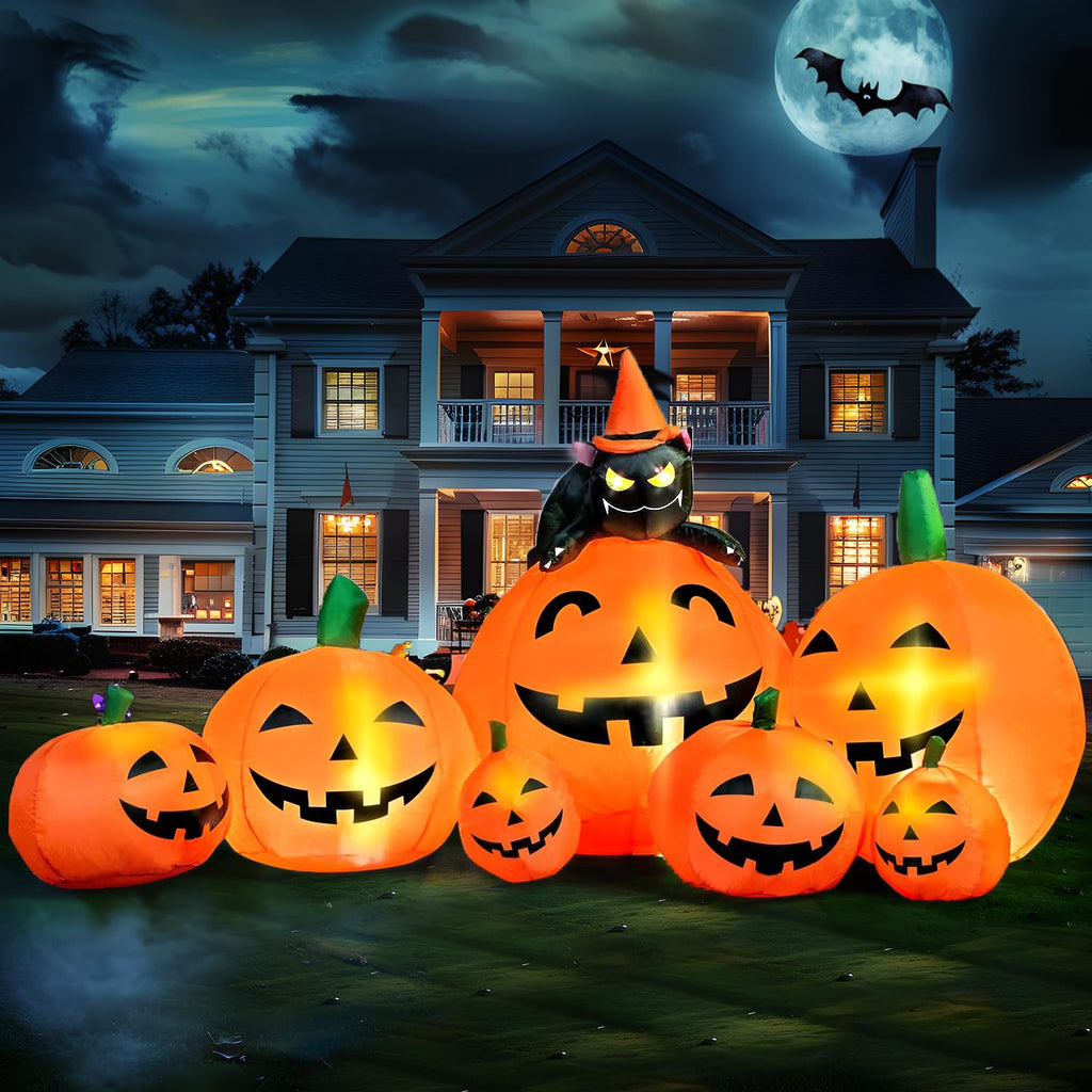 7 FT Long Halloween Inflatables Pumpkin Outdoor Decoration S43584