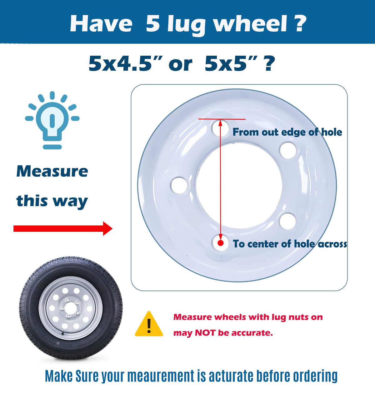 Trailer Tire Wheel ST205/75R15 8PR D 107M 5X4.5" PCD Silver Mod Rim X9711